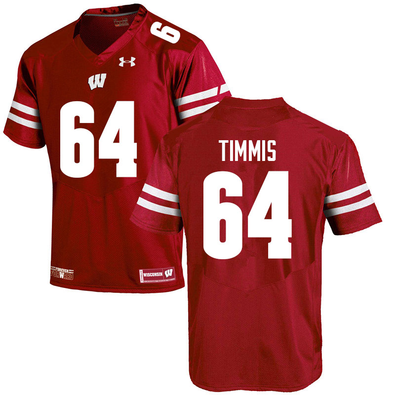 Men #64 Sean Timmis Wisconsin Badgers College Football Jerseys Sale-Red